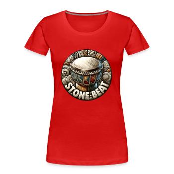 Stone Beat Trommel Ethno Musikdesign - Frauen Premium Bio T-Shirt - Rot - Vorne - Mia (176cm)