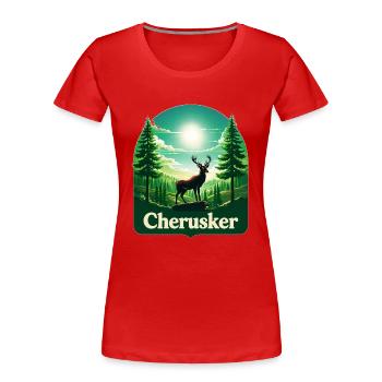 Cherusci – Pride of the Woods - Women's Premium Organic T-Shirt - red - Front - Mia (176cm)