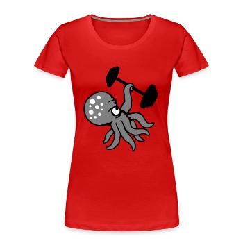 Octopus Bodybuilder Muscle Building Gym Gym - Women's Premium Organic T-Shirt - red - Front - Mia (176cm)
