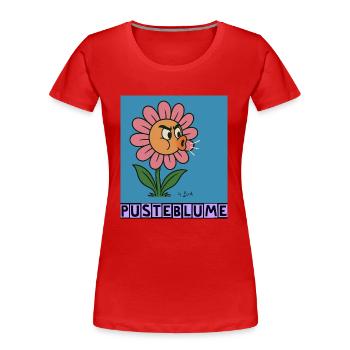 Pusterblume by Rico Beck - Frauen Premium Bio T-Shirt - Rot - Vorne - Mia (176cm)