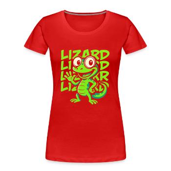Lustiger Cartoon Gecko – Grünes Reptil Trend - Frauen Premium Bio T-Shirt - Rot - Vorne - Mia (176cm)