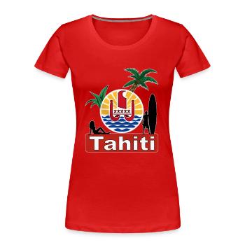 Tahiti - Frauen Premium Bio T-Shirt - Rot - Vorne - Mia (176cm)