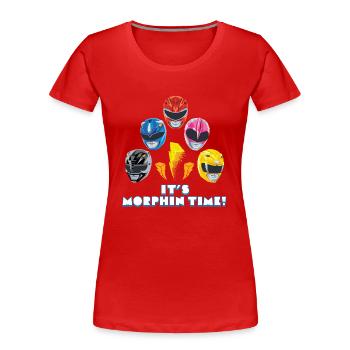 Power Rangers 5 Rangers It's Morphin Time! - Frauen Premium Bio T-Shirt - Rot - Vorne - Mia (176cm)