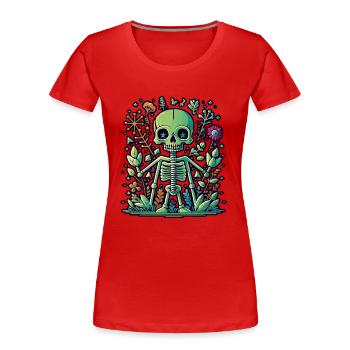 Squelette - T-shirt bio Premium Femme - rouge - Devant - Mia (176cm)