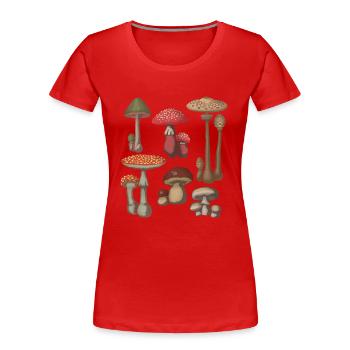 Mycologie des champignons Champignons Butinage Amoureux des champignons - T-shirt bio Premium Femme - rouge - Devant - Mia (176cm)