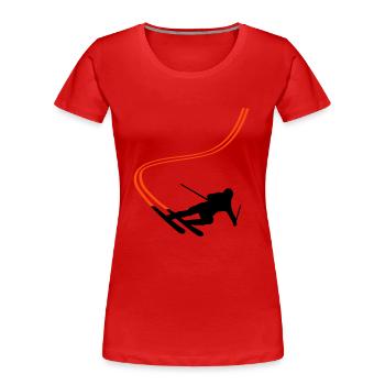 Abfahrt Ski Berge Wintersport - Frauen Premium Bio T-Shirt - Rot - Vorne - Mia (176cm)