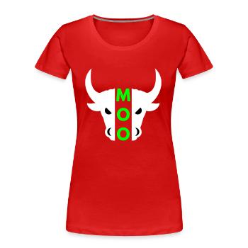 Moo (taureau à demi-tête) - T-shirt bio Premium Femme - rouge - Devant - Mia (176cm)