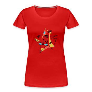 Abstrakte Vision - Frauen Premium Bio T-Shirt - Rot - Vorne - Mia (176cm)