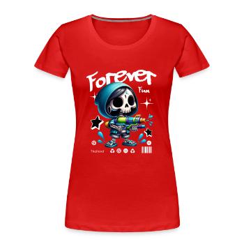 Forever Fun Mignon Fille Squelette - T-shirt bio Premium Femme - rouge - Devant - Mia (176cm)