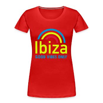 Ibiza, good vibes only (Regenbogen) - Frauen Premium Bio T-Shirt - Rot - Vorne - Mia (176cm)
