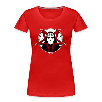 Gothic Pentagramm - Frauen Premium Bio T-Shirt - Rot - Vorne - Mia (176cm)