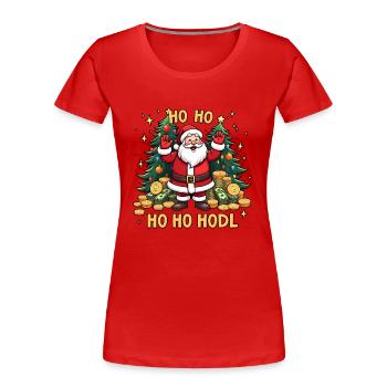 Je le fais pour le Ho Ho HODL BTC - T-shirt bio Premium Femme - rouge - Devant - Mia (176cm)