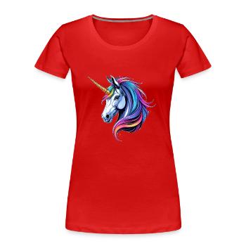 A charming unicorn - Women's Premium Organic T-Shirt - red - Front - Mia (176cm)