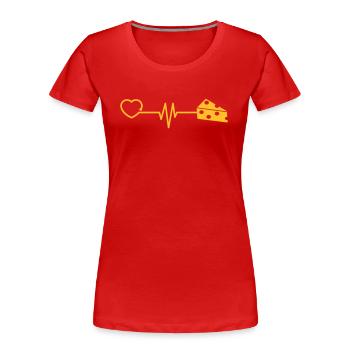 Cadeau d'amant de fromage de fromage battement de coeur drôle ECG - T-shirt bio Premium Femme - rouge - Devant - Mia (176cm)