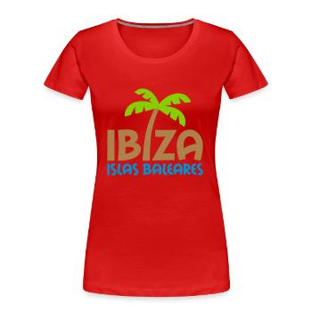 Ibiza, Islas Baleares (Palme als i) - Frauen Premium Bio T-Shirt - Rot - Vorne - Mia (176cm)