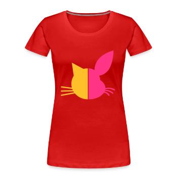 Moitié visage chat, mi-visage lapin - T-shirt bio Premium Femme - rouge - Devant - Mia (176cm)