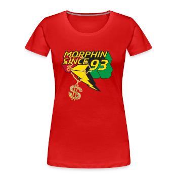 Power Rangers Morphin Since 93 Dollar Zeichen - Frauen Premium Bio T-Shirt - Rot - Vorne - Mia (176cm)