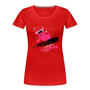 Pistensau - Ski - Snowboard - Winter Sports 3C - Women's Premium Organic T-Shirt - red - Front - Mia (176cm)
