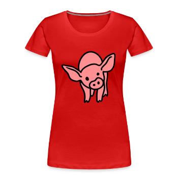 Ferkel 2 - Frauen Premium Bio T-Shirt - Rot - Vorne - Mia (176cm)
