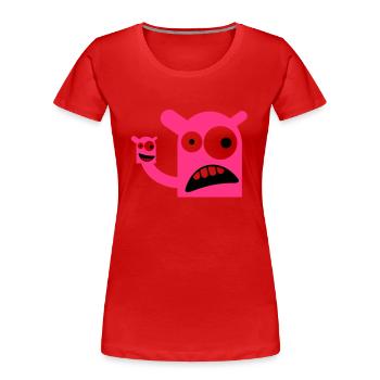 Ein Monster mit einer Monster-Puppe - Frauen Premium Bio T-Shirt - Rot - Vorne - Mia (176cm)