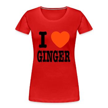 J'aime Ginger - T-shirt bio Premium Femme - rouge - Devant - Mia (176cm)