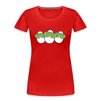 Funky Egg Crew - T-shirt bio Premium Femme - rouge - Devant - Mia (176cm)
