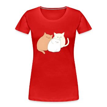 3 sleeping cats - Women's Premium Organic T-Shirt - red - Front - Mia (176cm)