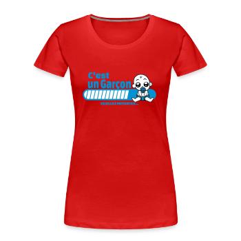 annonce grossesse - c'est un garçon - T-shirt bio Premium Femme - rouge - Devant - Mia (176cm)