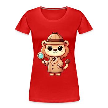 Detektiv Löwe Cartoon für Kinder - Frauen Premium Bio T-Shirt - Rot - Vorne - Mia (176cm)