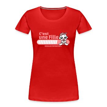 annonce grossesse - c'est une fille - T-shirt bio Premium Femme - rouge - Devant - Mia (176cm)
