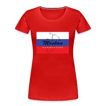 Moskau - Hauptstadt mit GPS & Flagge - Frauen Premium Bio T-Shirt - Rot - Vorne - Mia (176cm)