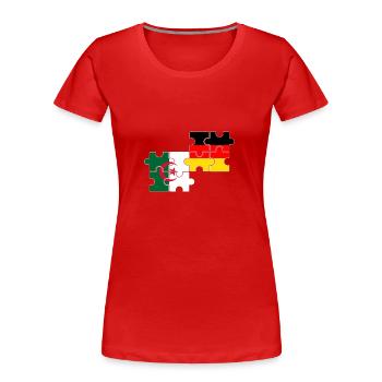 Algerien Deutschland Flagge Deutsch Algerier - Frauen Premium Bio T-Shirt - Rot - Vorne - Mia (176cm)