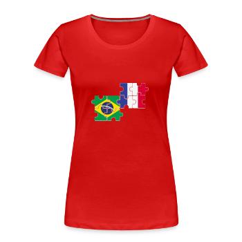 Brésil France Drapeau Brésil - T-shirt bio Premium Femme - rouge - Devant - Mia (176cm)