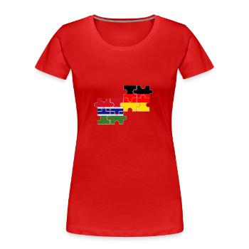 Gambia Deutschland Flagge Deutsch Gambier - Frauen Premium Bio T-Shirt - Rot - Vorne - Mia (176cm)