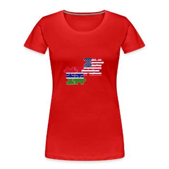 Gambia USA Flagge Amerikanisch Gambisch - Frauen Premium Bio T-Shirt - Rot - Vorne - Mia (176cm)