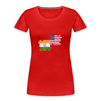 India USA Flag American Indian - Women's Premium Organic T-Shirt - red - Front - Mia (176cm)