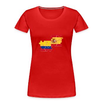 Colombie Espagne Vintage Drapeau Colombien - T-shirt bio Premium Femme - rouge - Devant - Mia (176cm)