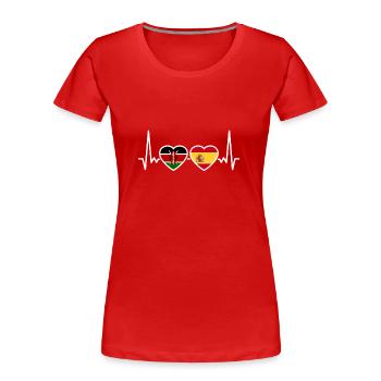 Kenya Espagne Heartbeat Flag Espagnol Kenyan - T-shirt bio Premium Femme - rouge - Devant - Mia (176cm)