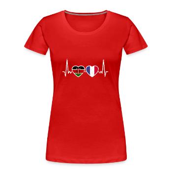 Kenya France Vintage Heartbeat Flag - T-shirt bio Premium Femme - rouge - Devant - Mia (176cm)
