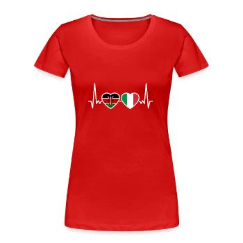 Kenya Italie Heartbeat Flag Kenyan - T-shirt bio Premium Femme - rouge - Devant - Mia (176cm)