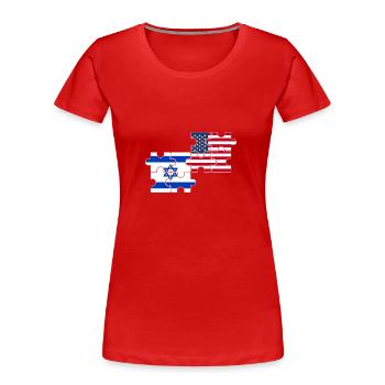Israël USA Drapeau Américain Israélien - T-shirt bio Premium Femme - rouge - Devant - Mia (176cm)