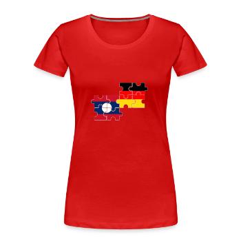 Laos Deutschland Flagge Deutsch Laote - Frauen Premium Bio T-Shirt - Rot - Vorne - Mia (176cm)