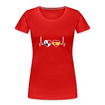 Panama Espagne Vintage Heartbeat drapeau panaméen - T-shirt bio Premium Femme - rouge - Devant - Mia (176cm)