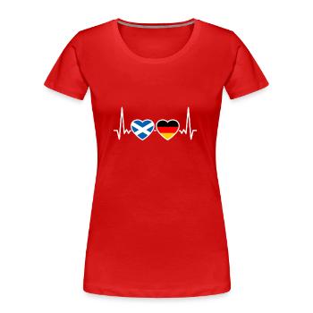 Scotland Germany Heartbeat Flag - Women's Premium Organic T-Shirt - red - Front - Mia (176cm)