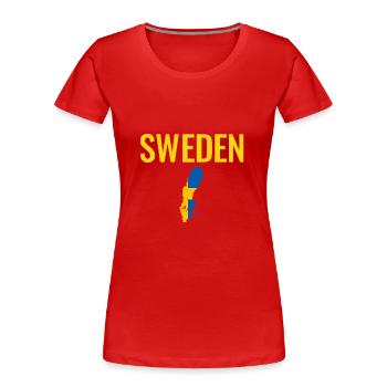 Suède Suède Carte Suède Drapeau Suède Suède - T-shirt bio Premium Femme - rouge - Devant - Mia (176cm)