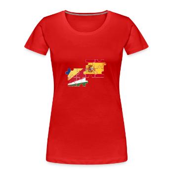 Seychellen Spanien Vintage Flagge Seycheller - Frauen Premium Bio T-Shirt - Rot - Vorne - Mia (176cm)