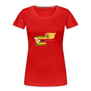 Simbabwe Spanien Flagge Spanier Simbabwer - Frauen Premium Bio T-Shirt - Rot - Vorne - Mia (176cm)
