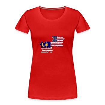 Malaisie, Etats-Unis, Drapeau, Américain, Malaisien - T-shirt bio Premium Femme - rouge - Devant - Mia (176cm)