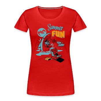 Tom et Jerry Requin Plaisir d'Été - T-shirt bio Premium Femme - rouge - Devant - Mia (176cm)