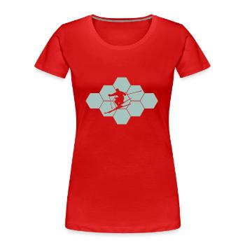 skiing ski skier - Frauen Premium Bio T-Shirt - Rot - Vorne - Mia (176cm)